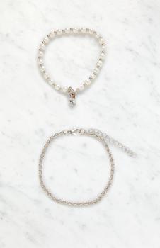 商品LA Hearts | By PacSun Silver Pearl & Chain Bracelet Pack,商家PacSun,价格¥36图片