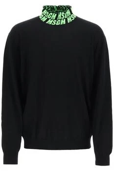 推荐WOOL SWEATER WITH LOGOED COLLAR商品