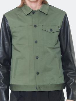 商品Konus Men's Faux Leather Trucker Jacket in Olive图片