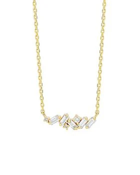 Suzanne Kalan | 18K Yellow Gold Classic Diamond Baguette & Round Bar Necklace, 16-18",商家Bloomingdale's,价格¥11822