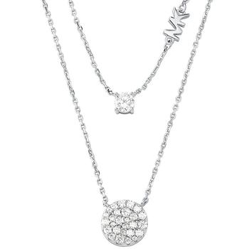 Michael Kors | Sterling Silver Double Layered Pave Disk Necklace商品图片,