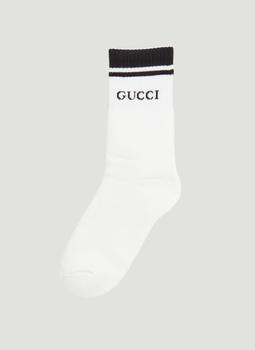 Gucci | Gucci Logo Striped Socks in White商品图片,