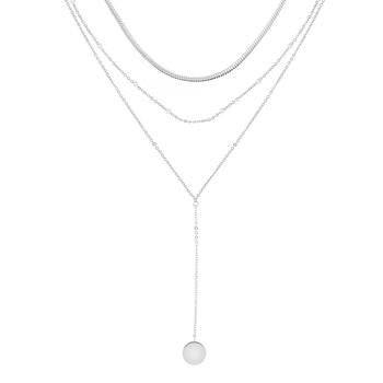 Essentials | Triple Chain 15" Layered Y-Necklace in Silver Plate商品图片,5折×额外8折, 额外八折