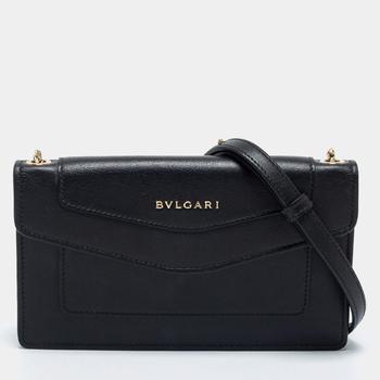 [二手商品] BVLGARI | Bvlgari Black Leather Flap Crossbody Bag商品图片,