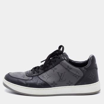 路易威登男鞋, [二手商品] Louis Vuitton | Louis Vuitton Grey/Black Monogram Canvas And Leather Rivoli Lace Up Sneakers  Size 36.5商品图片 5.2折