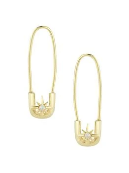 Chloe & Madison | 14K Goldplated Sterling Silver & Cubic Zirconia Safety Pin Earrings,商家Saks OFF 5TH,价格¥374