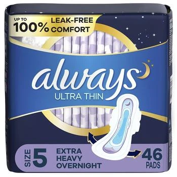 Always | Ultra Thin Pads Unscented, Size 5, Extra Heavy Overnight,商家Walgreens,价格¥132