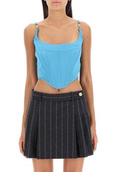 范思哲衬衫上海, Versace | Versace Medusa Motif Squared Neck Corset Top商品图片 6.9折起