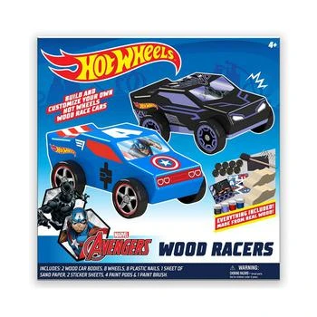 Hot Wheels | DIY Toy Wood Car Racers - 2 Pack (Marvel Avengers Black Panther and Captain America) 