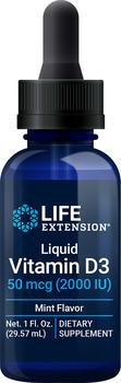 商品Life Extension Liquid Vitamin D3, Mint, 2000 IU, 29 - 50 mcg, 57 ml图片