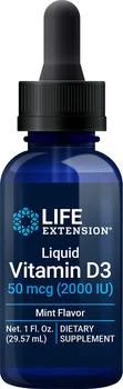 Life Extension | Life Extension Liquid Vitamin D3, Mint, 2000 IU - 50 mcg, 50 mcg (2000 IU), 29.57 ml,商家Life Extension,价格¥169