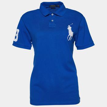 推荐Polo Ralph Lauren Blue Logo Embroidered Cotton Pique Polo T-Shirt M商品