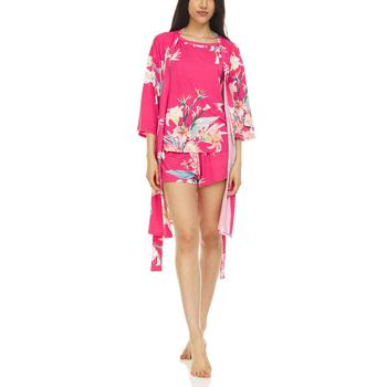 Flora Nikrooz, Flora Nikrooz | Women's Georgie Robe, Top and Shorts Travel 3 Piece Set商品图片 5折×额外7折, 额外七折