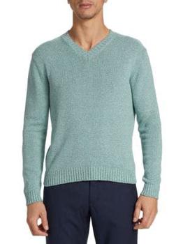 Saks Fifth Avenue | Slim Fit Mélange V Neck Sweater商品图片,2.5折