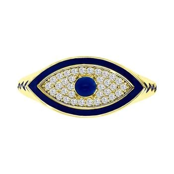 Macy's | Cubic Zirconia & Blue Enamel Evil Eye Ring in 14k Gold-Plated Sterling Silver,商家Macy's,价格¥595