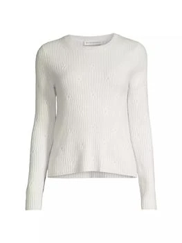 推荐Cashmere Faux Pearl Rib-Knit Sweater商品