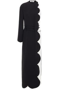 product One-sleeve layered two-tone silk-crepe maxi dress image