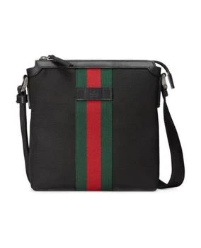 推荐Gucci Techno Canvas Web Stripe Black Women's Shoulder Bag 631195 KWT7N 1060商品