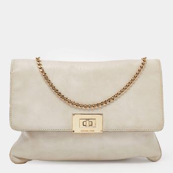 michael kors sloan, [二手商品] Michael Kors | MICHAEL Michael Kors White Leather Sloan Chain Flap Shoulder Bag商品图片 5.9折