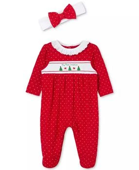 Little Me | Baby Girls Dainty Trees Cotton Footed Coverall & Headband, 2 Piece Set,商家Macy's,价格¥206