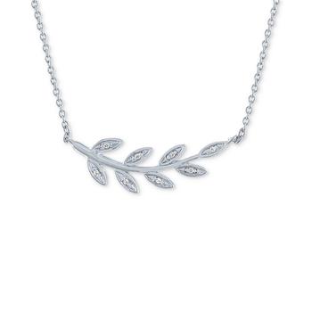 Macy's | Diamond Accent Olive Branch Pendant Necklace in Sterling Silver, 16" + 2" extender商品图片,6.5折×额外8折, 独家减免邮费, 额外八折