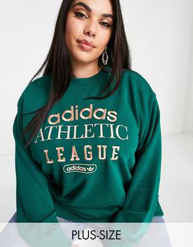 美国adidas plus, Adidas | adidas Originals 'Retro Luxury' Plus slogan sweat in green商品图片 