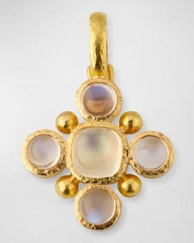 Elizabeth Locke | 19K Yellow Gold Cushion Moonstone Pendant with Faceted Stones and Gold Dots,商家Neiman Marcus,价格¥28050