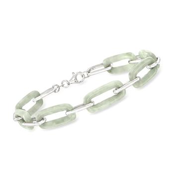 商品Ross-Simons Jade Paper Clip Link Bracelet in Sterling Silver图片