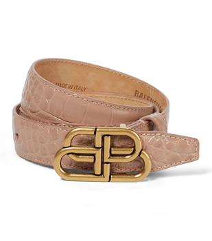 Balenciaga | BB croc-effect leather belt商品图片,