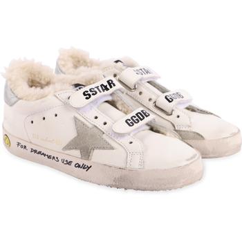 推荐Shearling detailing logo leather sneakers in white商品