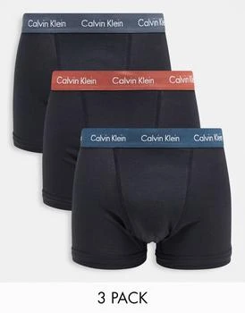 Calvin Klein | Calvin Klein 3-pack trunks in black with contrast colour waistbands 