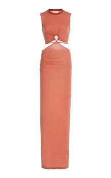 推荐Nensi Dojaka - Cutout Stretch-Knit Maxi Dress - Orange - L - Moda Operandi商品