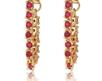 Luv AJ | Ballier Chain Studs In Ruby Red Gold,商家Premium Outlets,价格¥311