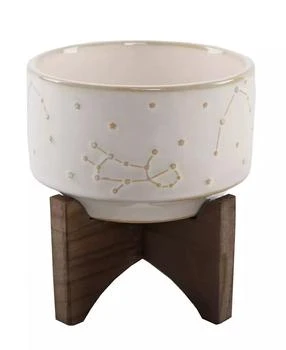 Flora Bunda | Constellation Ceramic Planter Pot on Wood Stand, 4.25",商家Macy's,价格¥247