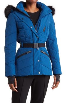Michael Kors | Water-Resistant Faux Fur Trim Belted Puffer Jacket商品图片,3.3折