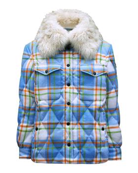 moncler polo, Moncler | Curienne Shearling-Collar Plaid Shirt Jacket商品图片 4.8折