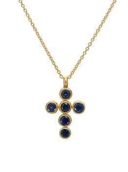 商品Gurhan | Juju 18K-24K Yellow Gold & Sapphire Cross Pendant Necklace,商家Saks Fifth Avenue,价格¥27500图片