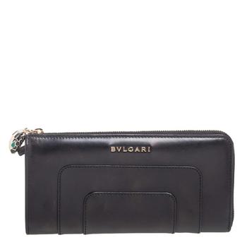 bvlgari包, [二手商品] BVLGARI | Bvlgari Black Leather Serpenti Forever Zip Around Wallet商品图片 7.6折, 满1件减$100, 满减