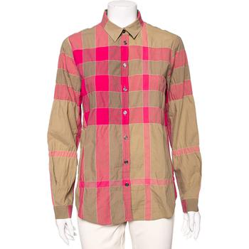 美国burberry, [二手商品] Burberry | Burberry Brit Pink & Beige Checkered Button Front Shirt S商品图片 3.7折