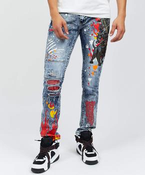 Reason Clothing | Legend Born Graphic Print Paint Splatter Patch Jeans商品图片,3.6折×额外8折, 额外八折