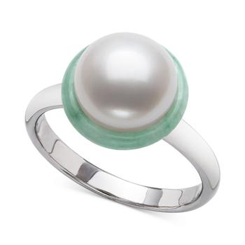 Belle de Mer | Cultured Freshwater Pearl (9mm) & Jade Halo Ring in Sterling Silver商品图片,2.4折