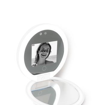 商品Travel Compact Mirror With UV Camera For Sunscreen Test, 2X Magnification Portable Lighted Mirror For Handbag Pocket图片