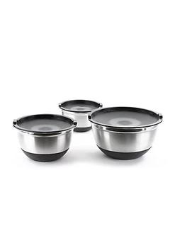 商品Stainless Steel German Mixing Bowls with Lids & Non-Skid Silicone Base - Set of 3图片