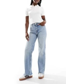 ONLY | ONLY Juicy high waist wide leg jeans in light blue denim,商家ASOS,价格¥298