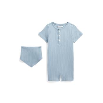 商品Ralph Lauren | Baby Boys Ribbed Cotton Short Sleeved Shortall and Bib, 2 Piece Set,商家Macy's,价格¥394图片