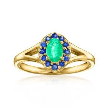 Ross-Simons | Ross-Simons Emerald and . Sapphire Ring in 18kt Gold Over Sterling,商家Premium Outlets,价格¥1163