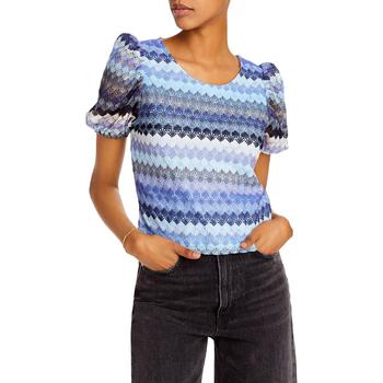 推荐Aqua Womens Crochet Puff Sleeves Blouse商品