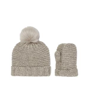 商品Knit Hat with Faux Fur Pom and Knit Mittens Set (Toddler/Little Kids)图片
