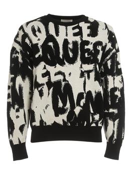 推荐Alexander McQueen `Graffiti` Crew-Neck Sweater商品