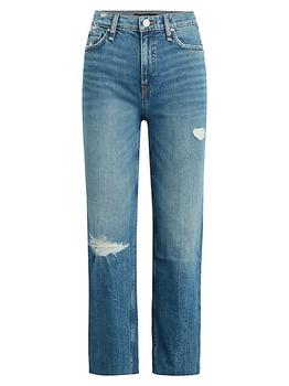 推荐Remi High-Rise Distressed Cropped Straight-Leg Jeans商品